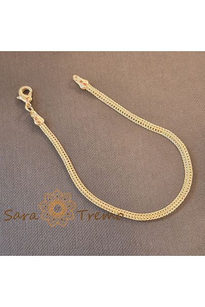 saratremo Unisex Gold-Plated Bracelet – New Model, Snake Braided Centerpiece, 19 cm