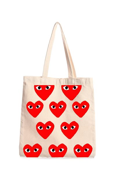 GİFTORA Hearts Printed Canvas Tote Bag