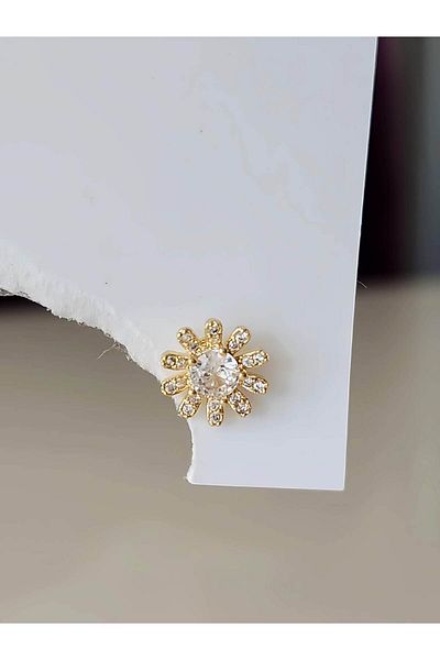Eva Takı Store Flower Model Cartilage Piercing Tragus Helix Gold Gold Color Earring