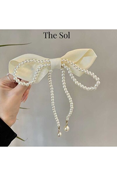 Shiklik MODA مشبك لؤلؤي على شكل فيونكة من الساتان للسيدات