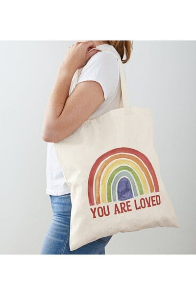 GİFTORA You Are Loved - Rainbow Printed Raw Cloth