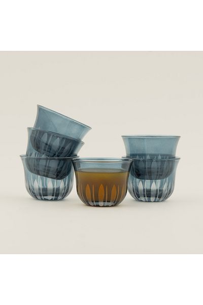 Dallaty 6pcs glass coffee cup set, blue