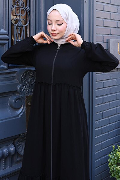 hafsamina Shirred Ferace Black Hm02034