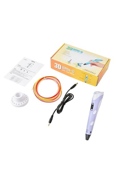 OEM 3D Pen with LCD Display, Filament PLA 1.75 mm, 50m PLA Reserves, White/Purple