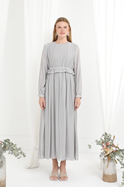 Loreen Γυναικείο Μακρύ Φόρεμα με Συρόμενη Μέση -20666ELB - Γκρι