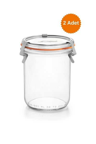 Le Parfait Glass Jar with 3 Clips 580 ml (2 Pieces)
