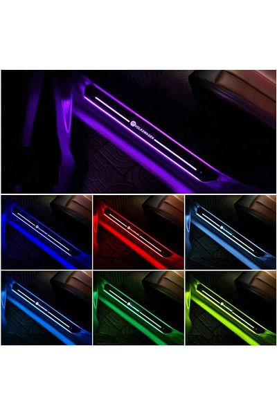BGRJ Automotive Set of 2 illuminated VW car sill protectors, multicolor, dynamic