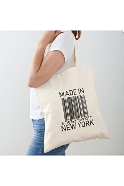 Generic Brand Made In New York Printed Raw Cloth Shoulder