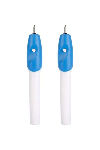 OEM Set 2 pixuri de gravat electrice, Plastic, Albastru/Alb
