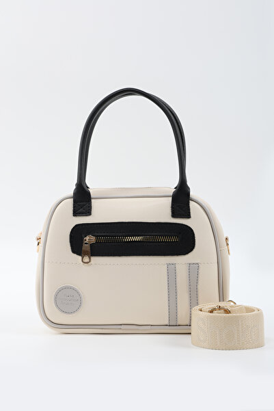 SHAKA Crem/Gri/Negru Shk225 Piele artificială, două compartimente cu fermoar,...