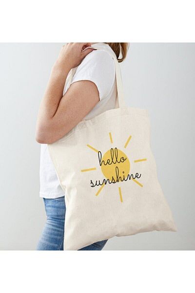 GİFTORA Hello Sun Shine Printed Raw Cloth Shoulder