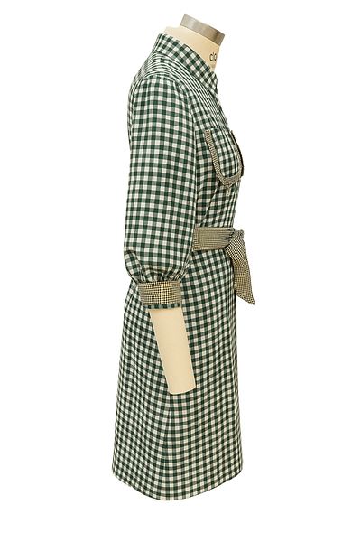 My ELİF Tekstil Women's Checkered Pocket Detailed Belted Dress