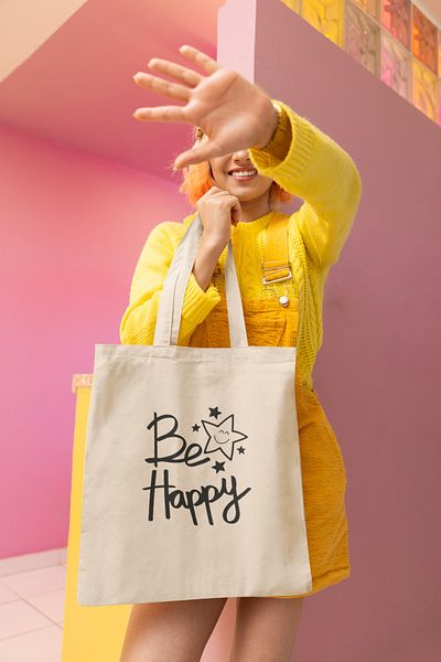 GİFTORA Be Happy Printed Cloth Bag