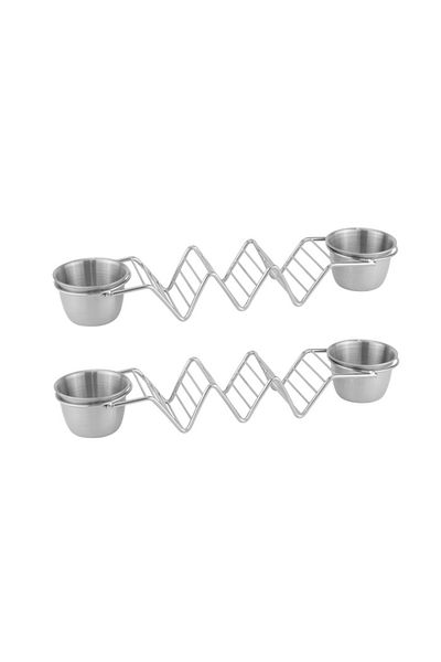 Culinaro Set of 2 taco holders with 2 stainless steel saucers 28x6.3xh6.6cm, silver