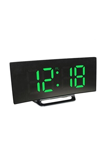 dalimag Ceas Decorativ De Masa Digital Cu Afisaj LED Verde, Display Oglinda, Functie Alarma, Ecran Curbat, 1