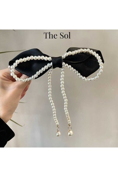 Shiklik MODA مشبك لؤلؤي على شكل فيونكة من الساتان للسيدات