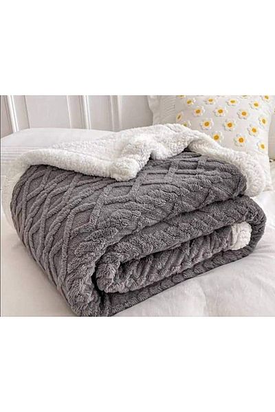 Pucioasa Grey fur blanket 200 x 230 cm