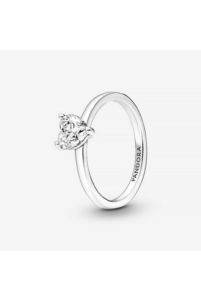 Pandora Solitaire ring with shiny heart Zirconium in 925 Silver - 54