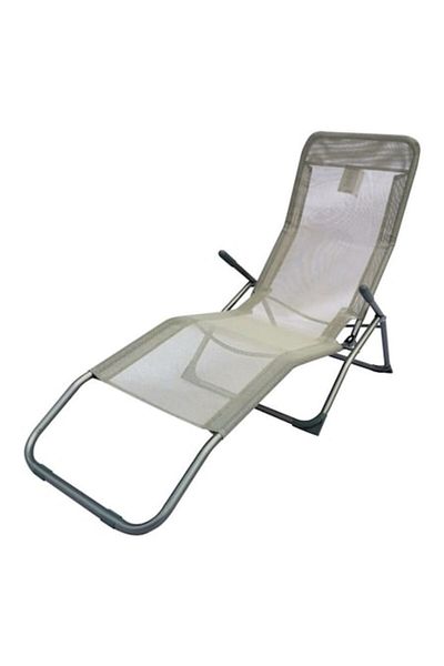 OMC OMC sun lounger, foldable, grey, steel/polyester 140 x 60 x 100 cm