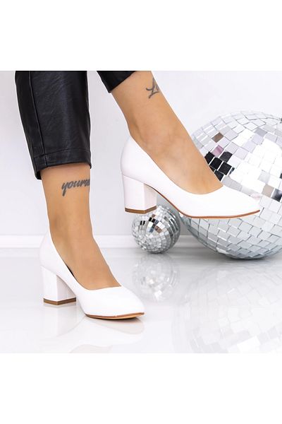 mei Thick Heel Shoes XKK251 White |