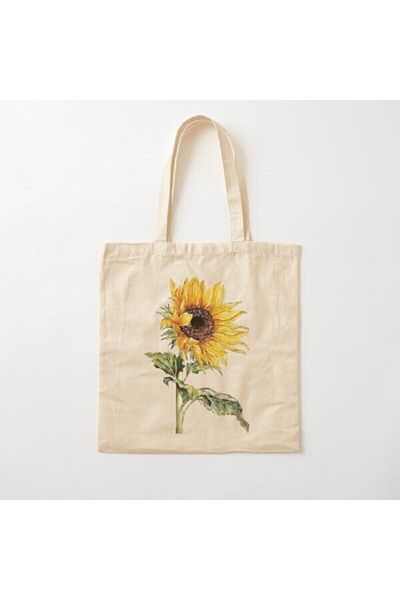 GİFTORA Sunflower Printed Raw Cloth Bag