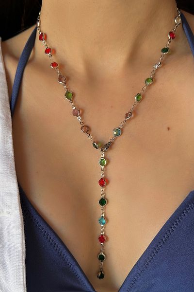 Okko Store Colorful round stone y necklace