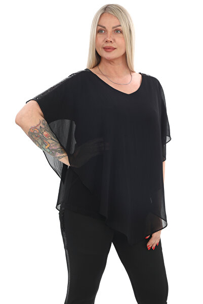 Javelin Collection Stylish Chifon Bluz with Sequenceed Sequence on the Shoulder