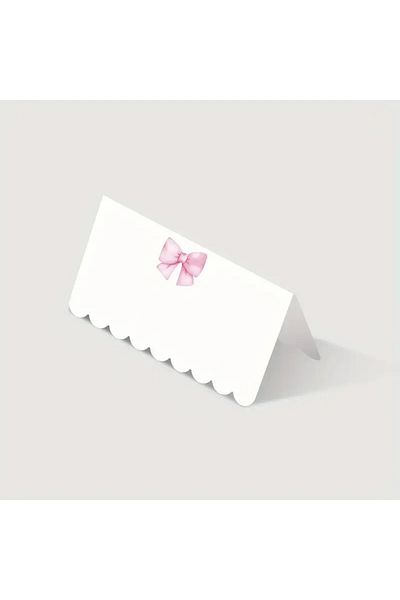 saratremo Mini white foldable card with pink bow - elegant and delicate, ideal for gifts