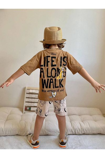 YİGİT BUTİK Kitten Boutique Simba Printed Boys' Set with Shorts
