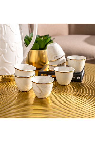 Dallaty La Mesa gold and beige marble Saudi coffee cups set cups 12 pcs