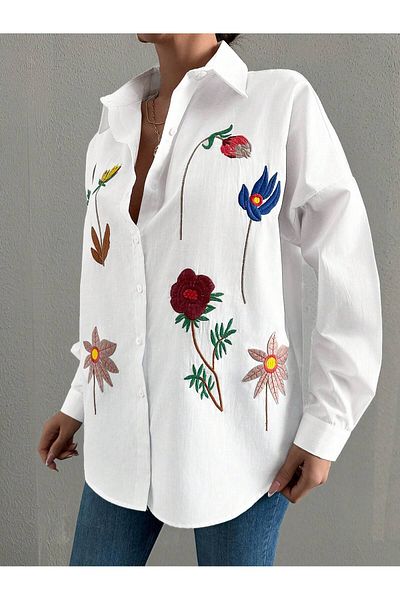 Basko fashion CĂMĂ SALASH CU BORDURI DE FLORI ALBE