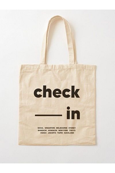 GİFTORA Check In Printed Raw Cloth Shoulder Bag