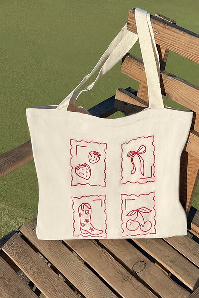 GİFTORA Cowboy Pinterest Pattern Tote Bag - Artistic Canvas Shoulder Bag - Women's Shopping Bag