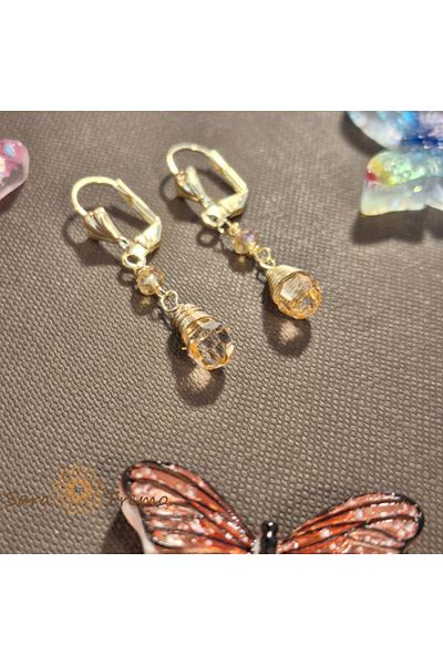 saratremo Earrings plated with gold, mobile charm, and pink zirconia