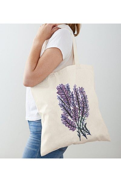 GİFTORA Lavender Printed Raw Cloth Shoulder Bag