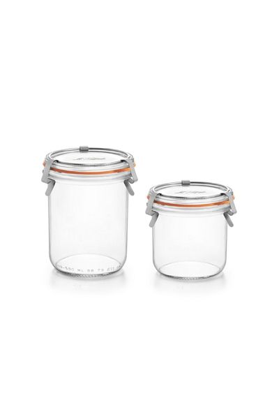 Le Parfait Set of 2 Glass Jars with Clips (1 Piece 580 ml - 1 Piece 425 ml)