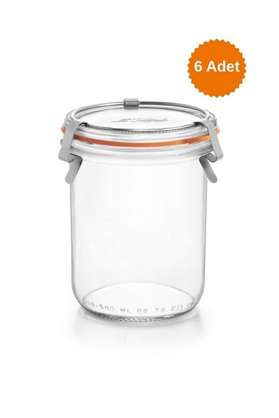 Le Parfait Glass Jar with 3 Clips 580 ml (6 Pieces)