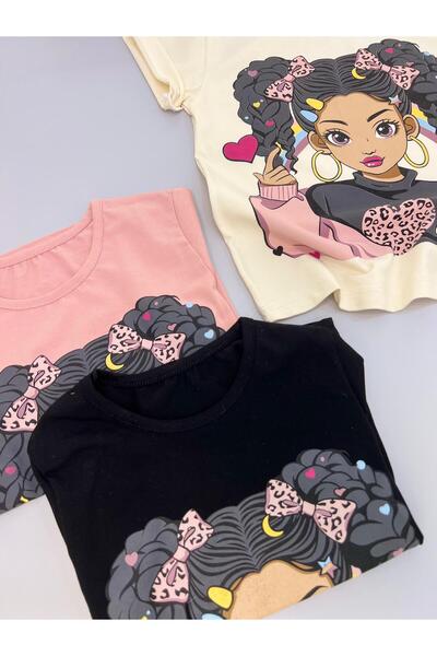 mislina kids 3-Piece Summer Girl's Character Printed Penyels T-Shirt |   Lycra, Comfortable Fit