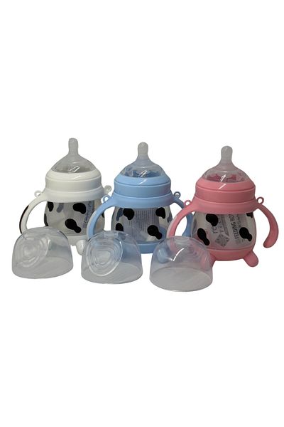 STEM 180ml Baby Feeding Bottle with Handle | Cute Cow Design | BPA-Free