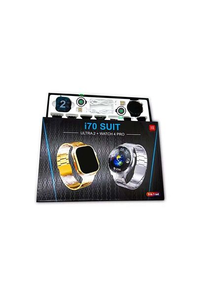 divendi-ro Set 9 in 1 with 2 smartwatches i70 SUIT, 49mm ULTRA 2 + WATCH 4 PRO with round display + 7 straps