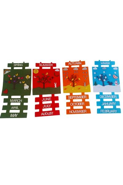 Aydede Oyunevi Keçeden İngilizce Mevsimler Şeridi – Renkli ve Eğitici Mevsiml...