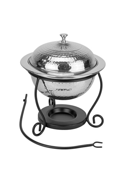 Culinaro Chafing dish rotund inox texturat cu suport negru CULINARO, D25cm, 3lt