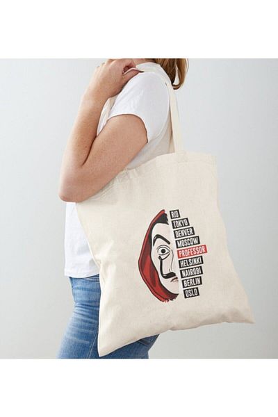 GİFTORA La Casa De Papel Printed Raw Cloth Shoulder