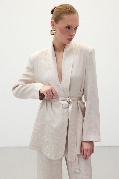 Sateen Jachetă din satin jacquard - bej