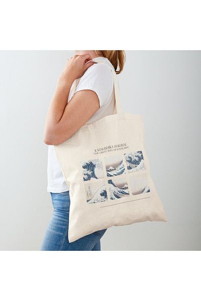 GİFTORA Kanagawa Waves - Raw Cloth Shoulder Bag