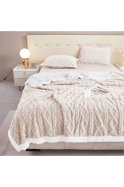 ValleRossa Deluxe Cocolino blanket with fur, Cream