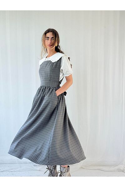 Retrobird Mandy Long Midi Μήκος Gilet Φόρεμα Γυναικείο Piti καρό