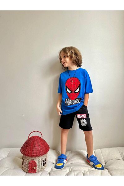 YİGİT BUTİK Yigit Butik Printed Shorts Boys' Bottom Top Set
