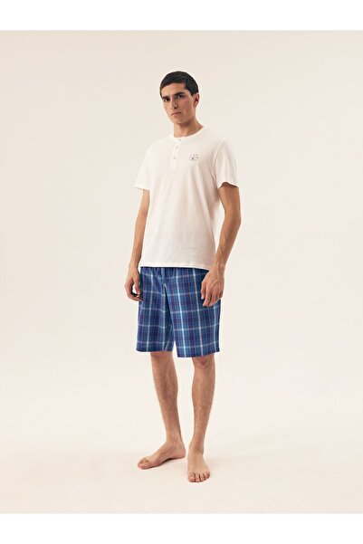 Henderson Pijama și pantaloni scurți din două piese pentru bărbați Basis Classic din bumbac, cu model simplu | Dive