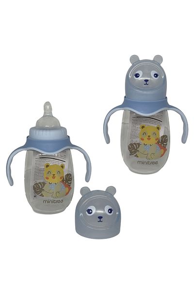 STEM 300ml Glass Baby Feeding Bottle with Handle | Bear Design | BPA-Free | Leak-Proof